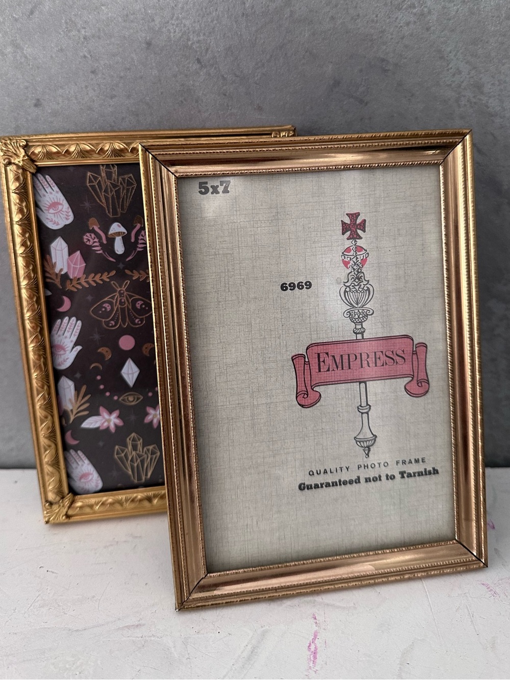 2 Vintage ORNATE METAL GOLD Picture Frame, FITS 5x7” DANISH NEOCLASSICAL